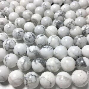 10mm Howlite White Grey Veined Natural Gemstone Bead Strand